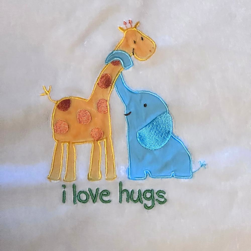 Carters Plush Baby Blanket I‎ Love Hugs Giraffe Elephant 30x40" Security Lovey